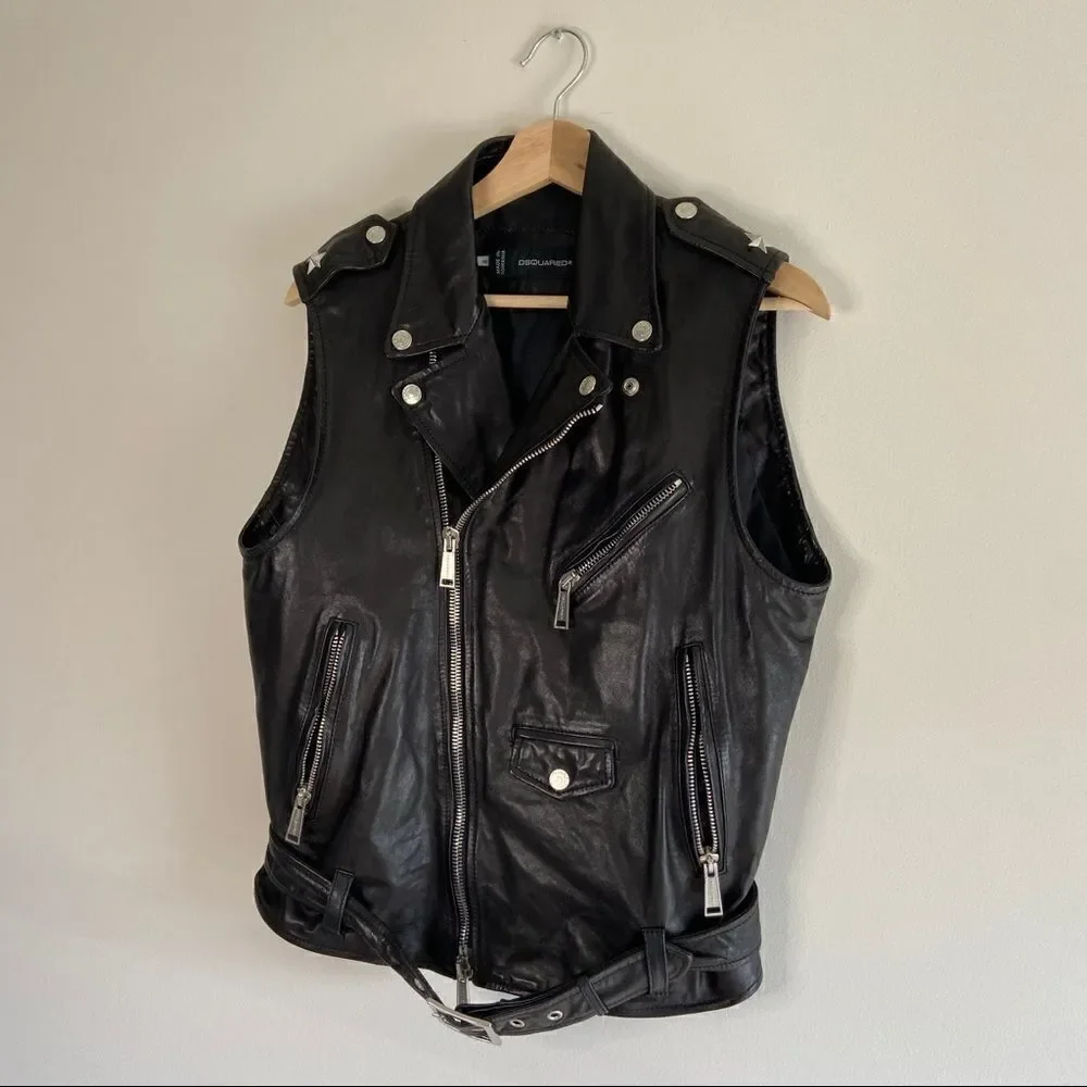 VINTAGE DSQUARED2 RARE BORN IN 1964 STUDDED LEATHER JACKET